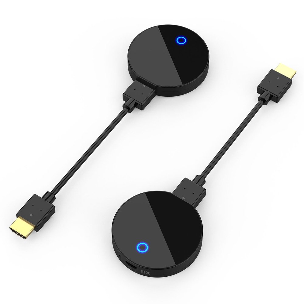 HDMI Wireless Transmitter and Receiver, 2.4G 5G Wireless 1080P 60Hz HDMI Extender Adapter for Laptop PC Monitor Projector HDTV, Support APP Bluetooth WiFi, Plug & Play, 65.6-98.4ft