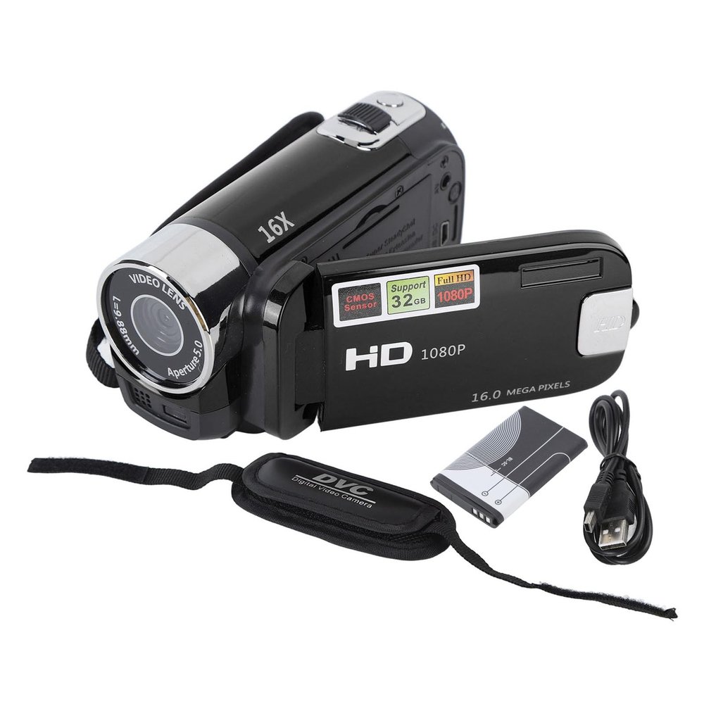 4K 48MP DV Camera 2.7in TFT VIDEO Camera Vlogging Rotatable Screen 16x Compact Digital Camera for Photography, Digital Video Camera with USB Cable (Black)