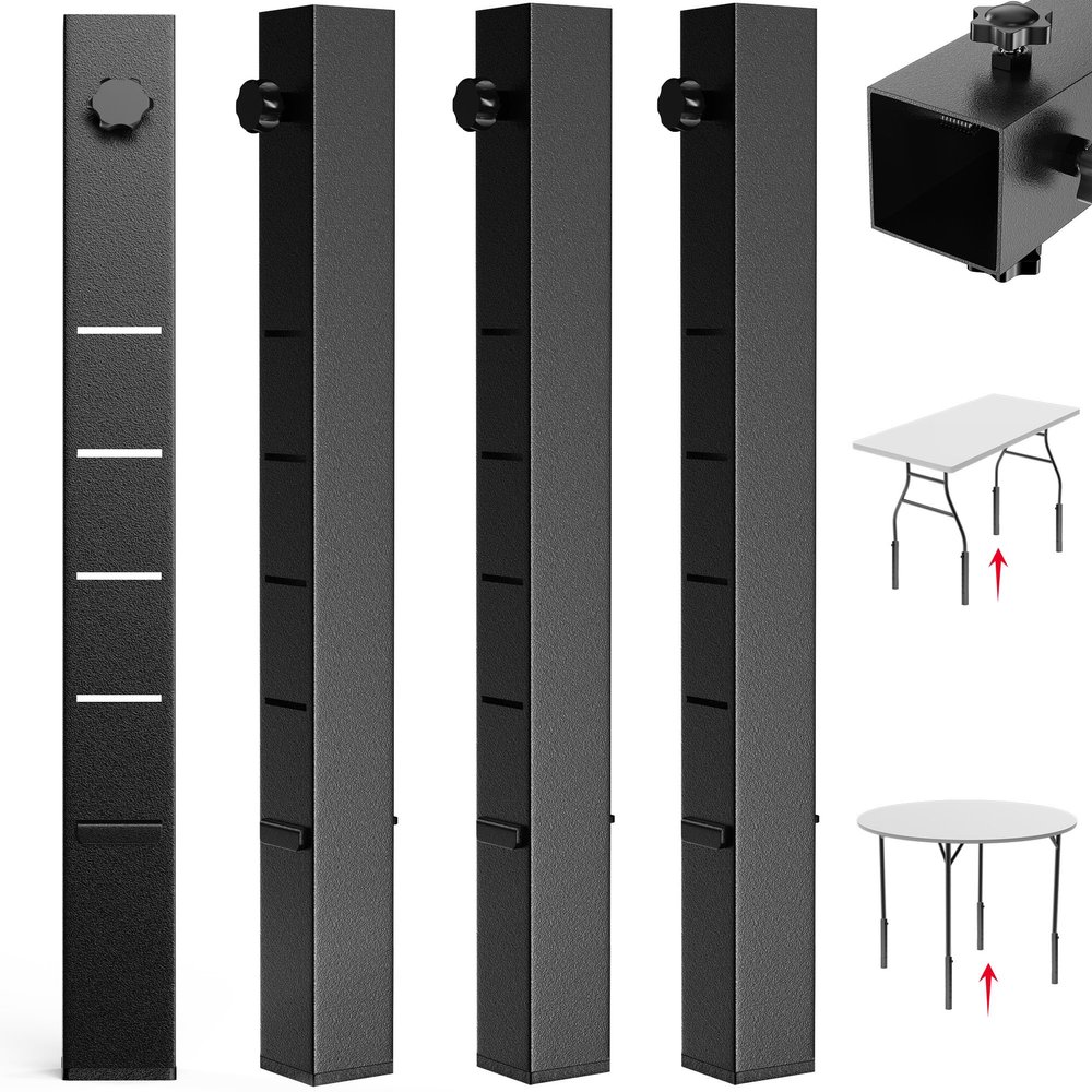Square Folding Table Leg Extenders, 5-Level Adjustable Table Leg Risers