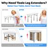 Square Folding Table Leg Extenders, 5-Level Adjustable Table Leg Risers view 3