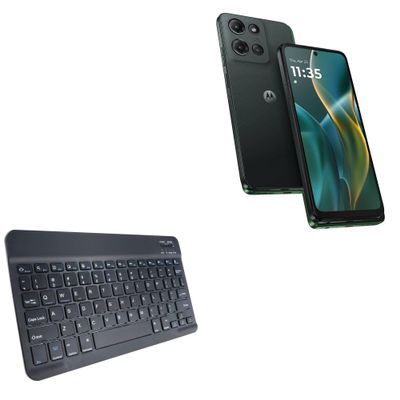 BoxWave Keyboard Compatible with Motorola Moto G (2025) - SlimKeys Bluetooth Keyboard, Portable Thin with Chiclet-Style Keys - Jet Black