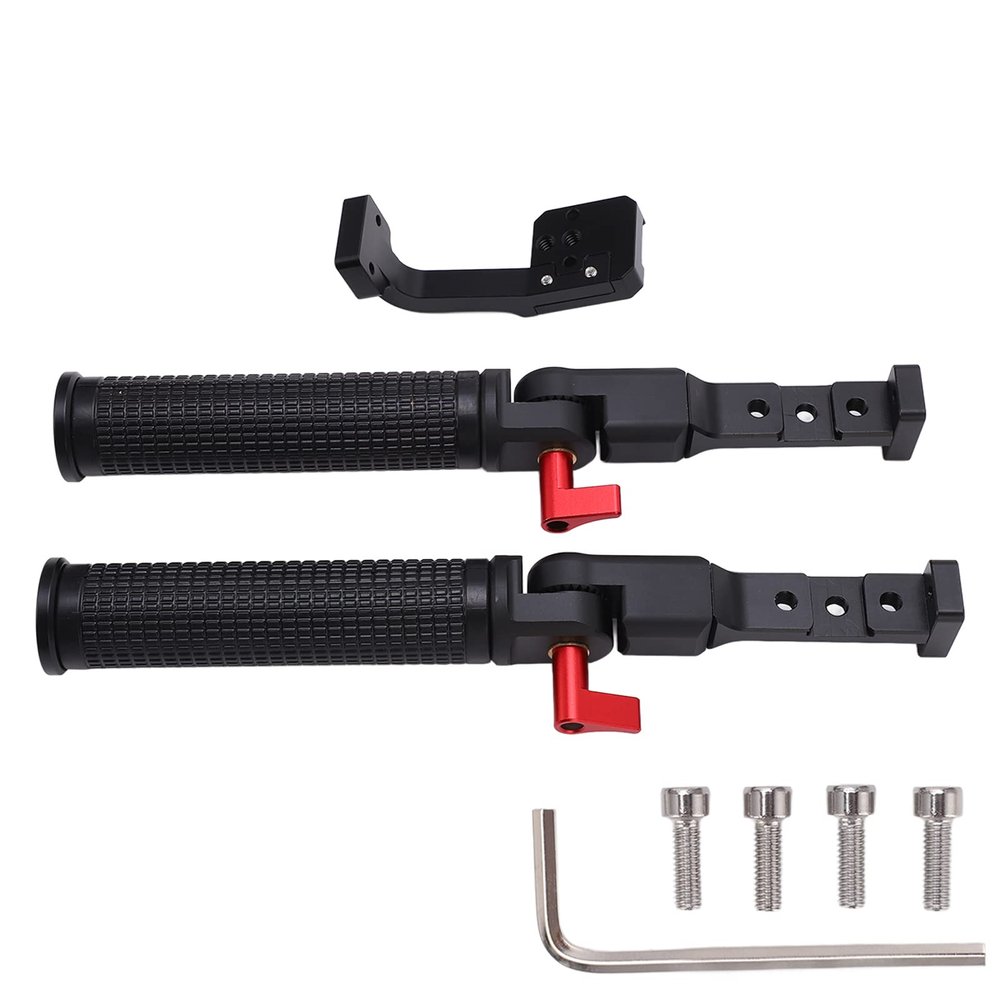 FUZHUI Handle Grip for RS2 Gimbal Stabilizer, Alloy Construction with Rubber Cover, 1/4 Inch Screw Hole and Cold Shoe Mount, Pot Lifting and Surround Shooting Enabled