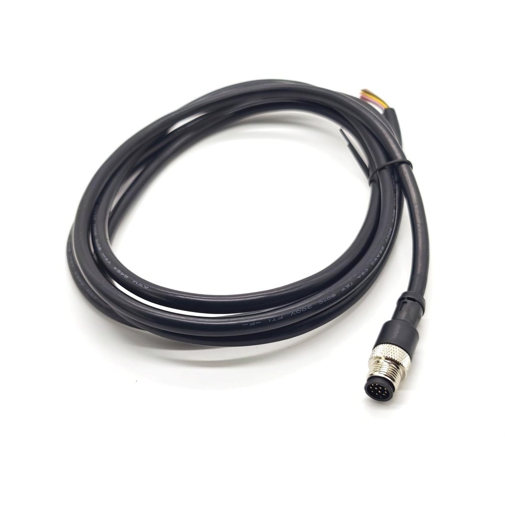 1.64ft M12 12 Pins Male Connector Cable, A Code Straight Profibus Cable Single Male Electrical PVC Sensors Cable Industrial Molded Cable for Fieldbus Module AWG26 30V 1.5A (0.5 Meter)