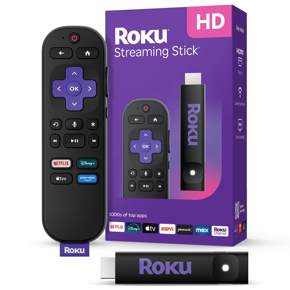 Roku Streaming Stick HD  HD Streaming Device for TV with Roku Voice Remote, Free & Live TV