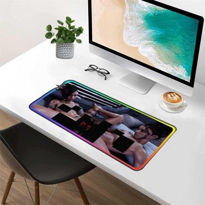 Gaming RGB Sexy Anime Mouse Pad LED Mouse Pad XXL Gamers Colorful USB Laptop Keyboard Pad Gaming Desk Sexy Butt Breasts Chest (35.43x15.74 inche)