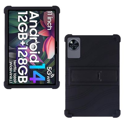 AKNICI Case for DOOGEE U11/ Blackview Tab 90WiFi/ Blackview Tab 90 WiFi/Blackview Tab 90 Tablet 11 inch, Soft Silicone Protective Cover with Adjustable Kickstand for DOOGEE U11, Black