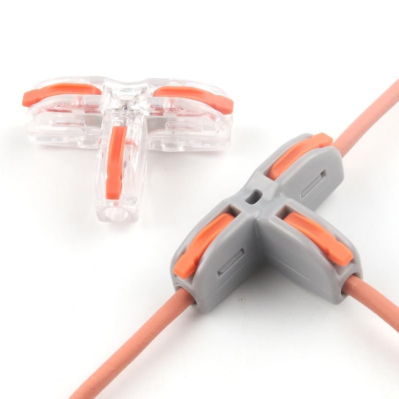Compact T-Type Wire Connector Splitter Push-in Quick Distribution Terminal Home Main Distributor AWG 28-14(12)(NV-T11WO)