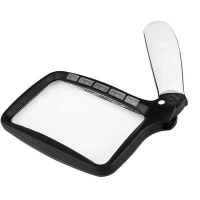 AFPSDLFJDLS Folding Handheld Magnifying Glass with Five LED Lights for Elderly to Read and Read Newspapers