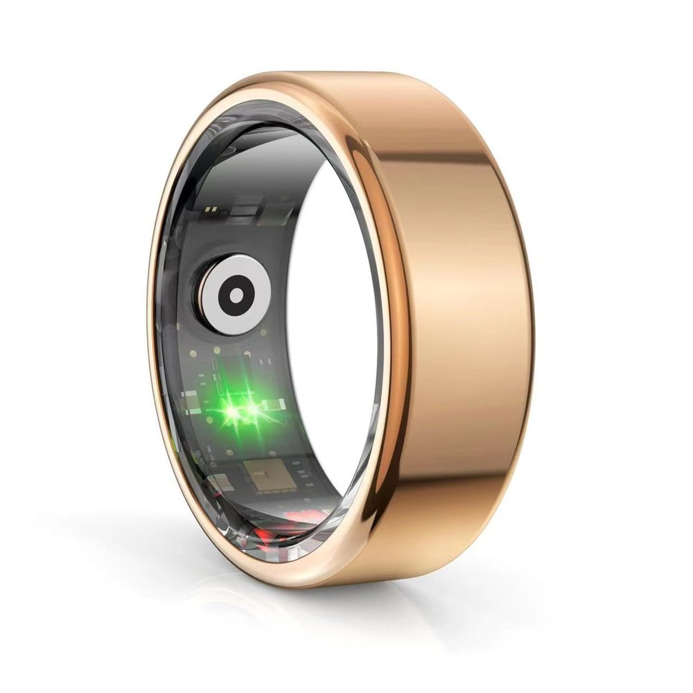 Hoorawwi Smart Ring, IP68 Smart Ring for Women Men w/Sleep Heart Rate Blood Pressure Oxygen Monitor Waterproof Fitness Tracker Pedometer Calories Step Counter Bluetooth Health Ring, Gold #8