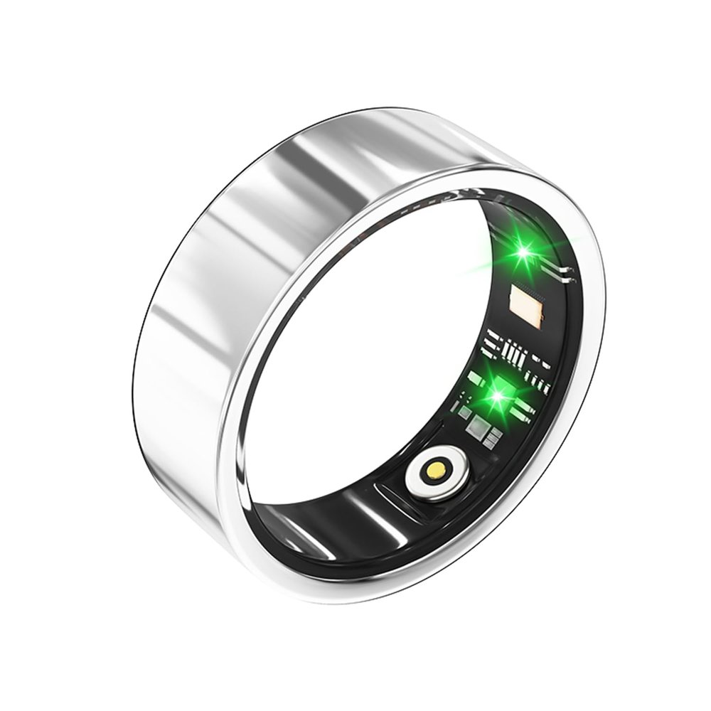 Hoorawwi Smart Ring, IP68 Smart Ring for Women Men w/Sleep Heart Rate Blood Pressure Oxygen Monitor Waterproof Fitness Tracker Pedometer Calories Step Counter Bluetooth Health Ring, Silver #8