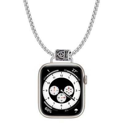 Necklace Compatible with Apple Watch Ultra 2 /Ultra 49mm 46mm 45mm 44mm 42mm 41mm 40mm 38mm for Women Men, Elegant Lanyard Chain for iWatch Series 10 9 8 7 6 SE 5 4 3 2 Ultra Ultra 2 (44/45/46/49/42(series 3)-silver)
