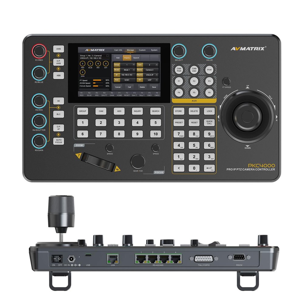 AVMATRIX PKC4000-NDI PTZ Camera Controller with 5" Touch Screen, PoE Support for Church & Conference Live Streaming