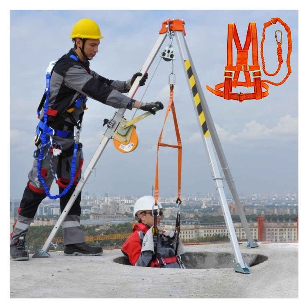 Aluminum Confined Space Tripod 7 Feet Legs  Rescue Tripod for Confined Spaces, High Workplaces, and Firefighting  Durable Falling Protector Bracket
