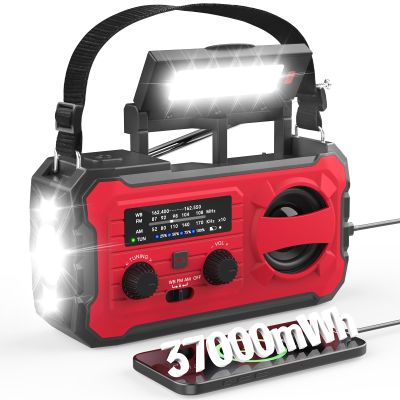 NITIGO 10000mAh Emergency Radio, NOAA Weather Radio with AM/FM, 37000mWh Rechargeable Phone Power, USB/Solar/Hand Crank Charging, LED Flashlight, SOS Alarm, Reading Lamp for Indoor/Outdoor Emergencies