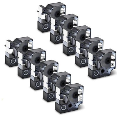 10 Pack 19mm Black On White Flexible Nylon Label Tapes Compatible with Industrial Label Makers(Black on White 19mm)