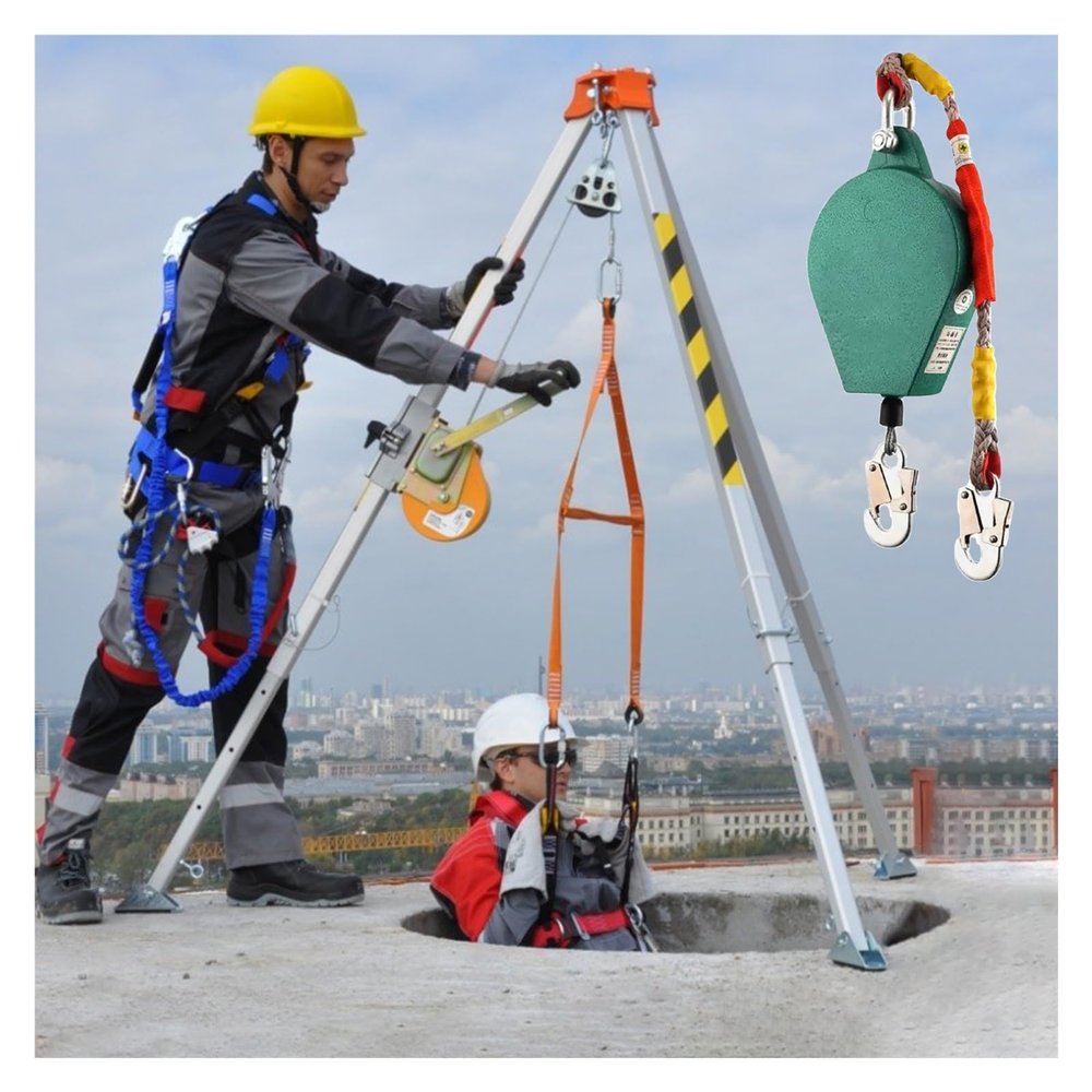 Aluminum Confined Space Tripod 7 Feet Legs  Rescue Tripod for Confined Spaces, High Workplaces, and Firefighting  Durable Falling Protector Bracket