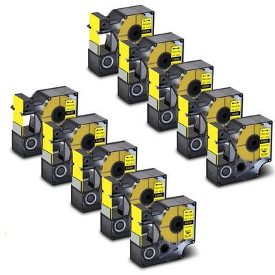 10 Pack 19mm Black On White Flexible Nylon Label Tapes Compatible with Industrial Label Makers(Black on Yellow 19mm)