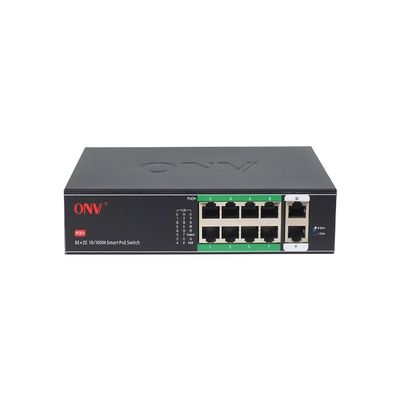 10-Port PoE Switch IEEE802.3af/at PoE Standard 10/100Mbps RJ45 Ports Unmanaged Port 1-8 Support 10M/250 Meters Transmission, Power Over Network Cable for IP Camera POE Terminal Equipment