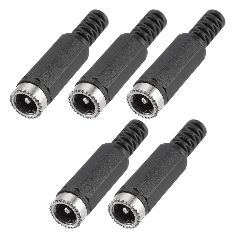 MECCANIXITY 5pcs DC Power Female Adapter, 5.5mm x 2.1mm 1.61" DC Power Jack Plug Adapter Connector for DC Cable Adapter Replacement Repairing, Black