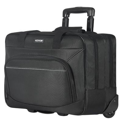 VEVOR 15.6 Inch Rolling Laptop Bag, Wheeled Briefcase Roller Computer Tote Bag with 2 Fixed Wheels & Telescoping Handle Laptop Case for Work Travel Business Office