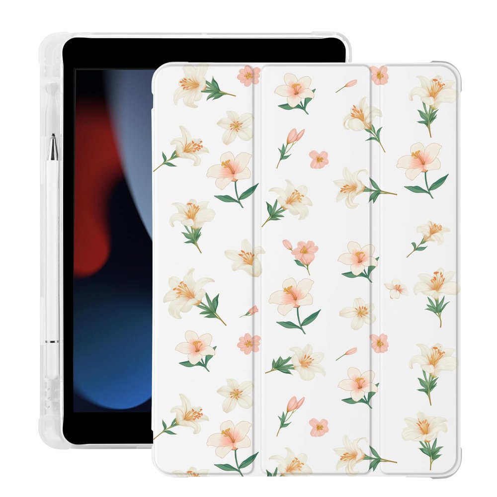 BlHMCASE Cute Flower Floral for iPad (A16) 11th Generation Case 11 Inch 2025, for iPad 10th Generation Case 10.9 Inch 2022 with Pencil Holder, Auto Sleep/Wake, Leather Soft TPU Back Cover
