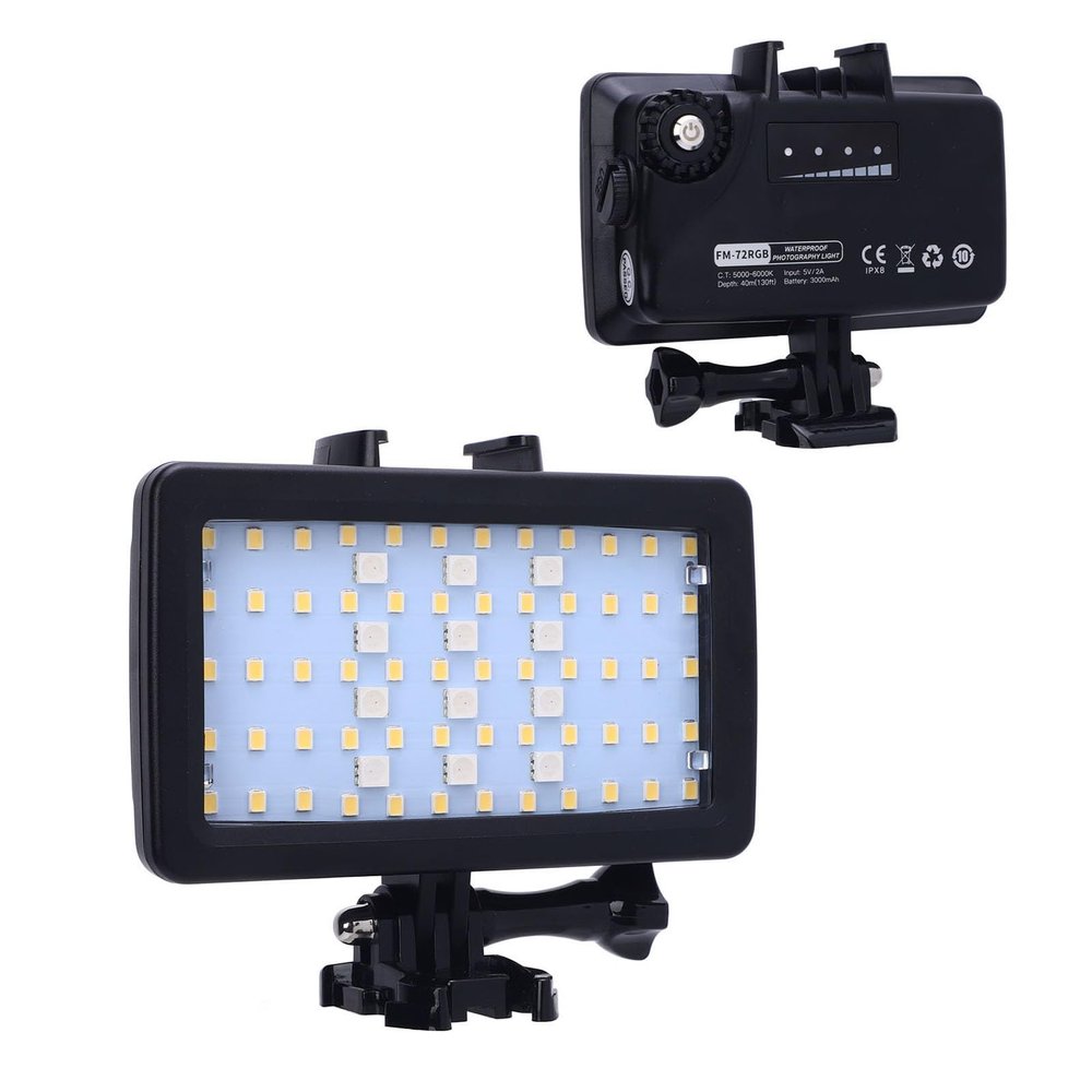 Underwater Lights Dive Light, 130ft Underwater LED Video Light RGB Fill Light, 5000 to 6000K Dimmable, for DSLR Action Cameras