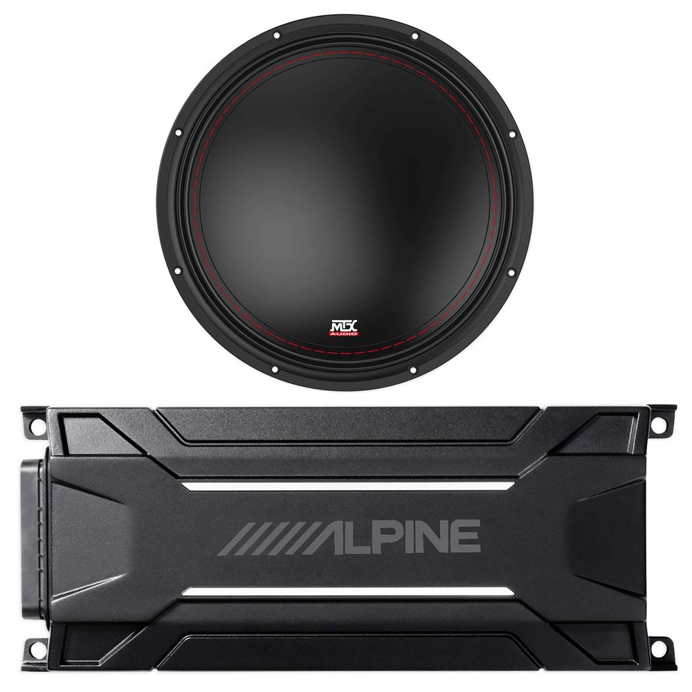 Audiosavings Bundle: 512-02 12" 500 Watt Peak/250 Watt RMS SVC 2-ohm Car Audio Subwoofer Sub Bundle with KTA-30MW 600 Watt Mono Amplifier Class-D Amp for Polaris RZR/ATV/UTV/Cart (2 Items)