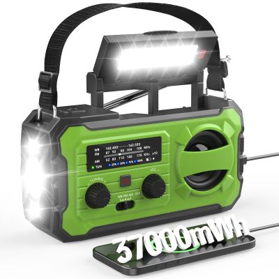 NITIGO Emergency Weather Radio 37000mWh Solar Hank Crank Radio USB Charged with NOAA/AM/FM, Flashlight, Reading Light, SOS Alarm for Emergency Kit for Indoor Outdoor Power Outage Survival Essentials