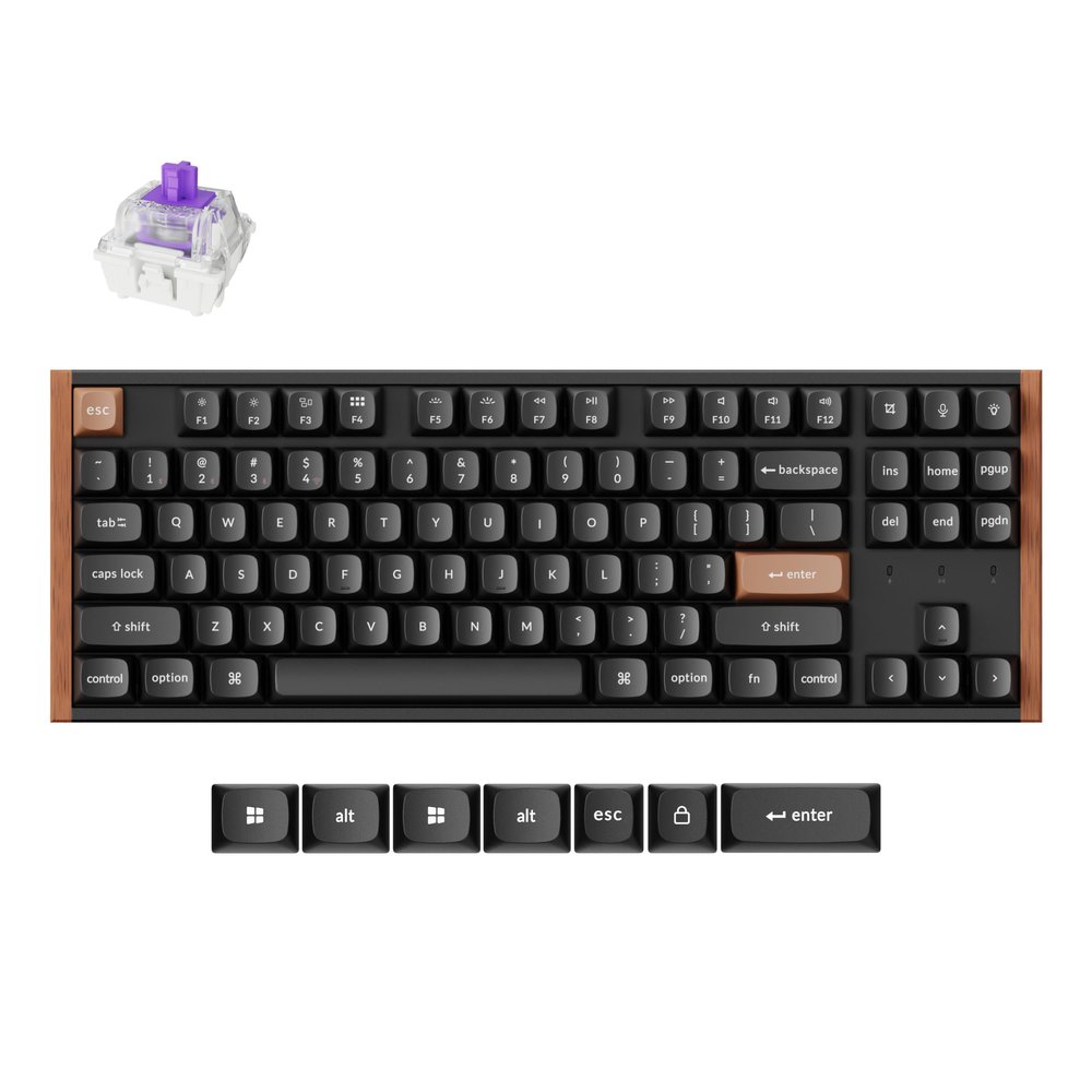 Keychron K8 HE TKL Hall Effect Wireless Keyboard, Magnetic Hot-Swappable Switches, Rapid Trigger, QMK/Launcher Web, RGB, 2.4GHz/Bluetooth 5.2/Wired, Aluminum & Wood Frame, Mac Windows Linux - Black