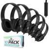 Sonitum Classroom Headphones-Bulk 10-Pack, with Microphone Student On Ear Comfy Swivel Earphones for Library, School, Airplane, Kids-for Online Learning and Travel, HQ Stereo Sound 3.5mm Jack (Black) view 1