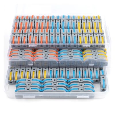 34/40/50/60/100PCS Lever Wire Connector Compact Terminal Block Docking Home Electrical Cable Connectors Push-in Junction Box(Boxed 60PCS T Mix)