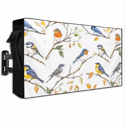 EZON-CH Outdoor TV Cover 60-65 inch, Spring Bird Branch Watercolor Pattern Weatherproof TV Screen Protector Outdoor TV Enclosure for Seal Full Coverage - Outside LED, LCD, OLED Flat Screen TVs
