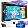 Double Din Car Radio with CD/DVD Player- Support CarPlay & Android Auto, 7 Inch Car Stereo with Bluetooth, Rear Camera, USB/TF/AUX, AM/FM Radio Receiver view 1