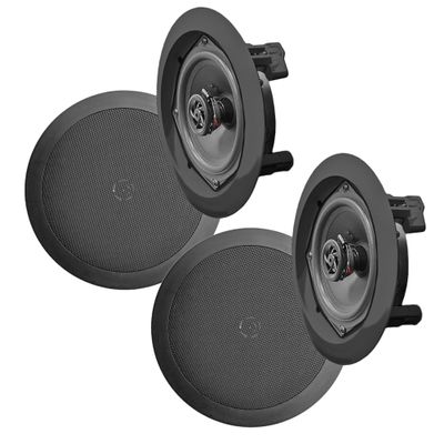 Pyle 2 Pack Dual 6.5 Inch Speaker System, in Wall and in Ceiling Stereo Sound, Black