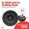Pyle 2 Pack Dual 6.5 Inch Speaker System, in Wall and in Ceiling Stereo Sound, Black view 3