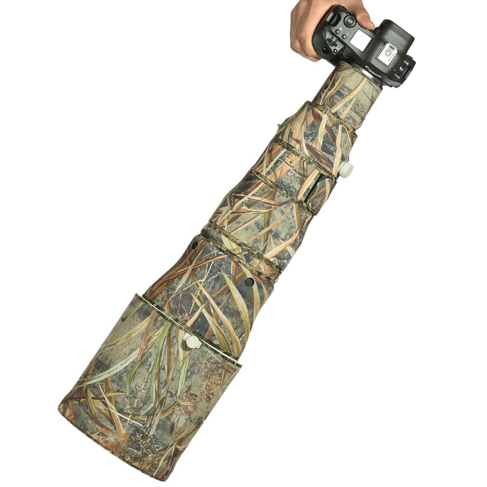 CHASING BIRDS Lens Camouflage Waterproof Coat for Canon EF 600mm F4 L is USM Rainproof Lens Protective Cover Version IV (Reed Camouflage, with Extender EF 2X)
