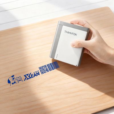 THINNFOK Mini Handheld Printer,Portable Quick Dry Inkjet Printer,1.02 Inch Print Height on Paper,Wood,Plastic,Metal, Clothes,APP for Customized Designs,Text,Barcodes,QR,Pictures,Logo,Label