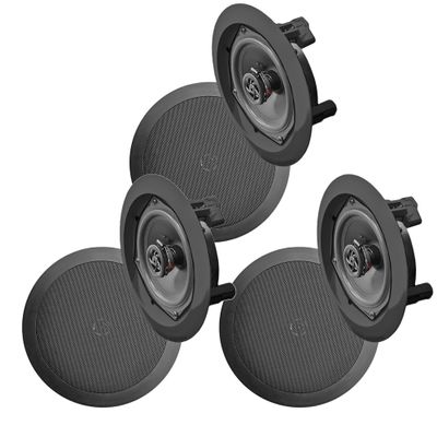Pyle 3 Pack Dual 6.5 Inch Speaker System, in Wall and in Ceiling Stereo Sound, Black