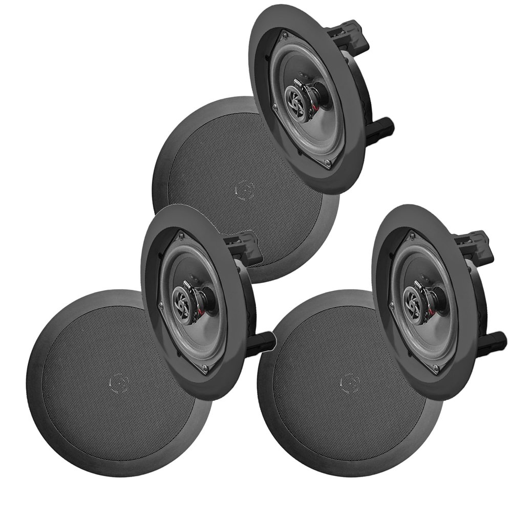 Pyle 3 Pack Dual 6.5 Inch Speaker System, in Wall and in Ceiling Stereo Sound, Black
