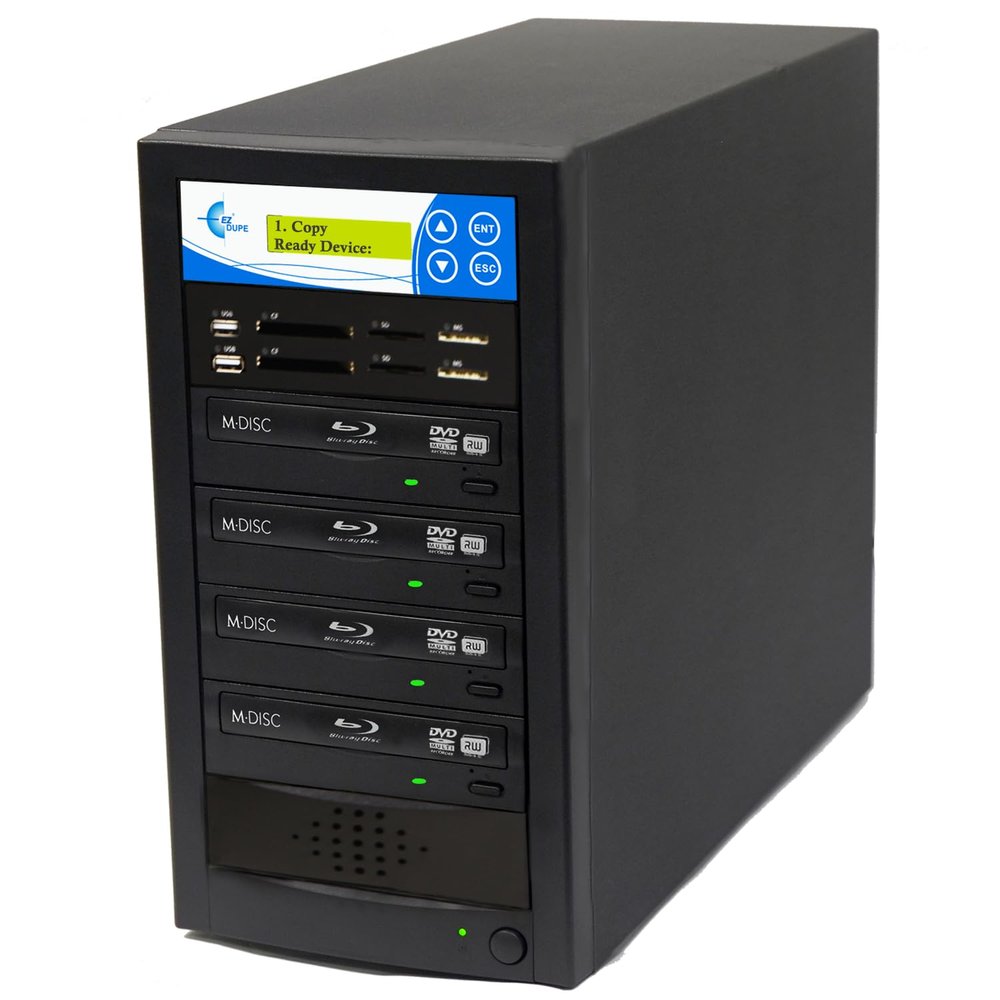 EZ DUPE 1 to 3 Media Mirror Plus Duplicator - Flash (SD/CF/MS/MMC/USB) & Disc (Blu-Ray/DVD/CD) to 1 Media / 3 Disc Copy Copier Multimedia Backup (M1003-SSPBD)