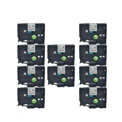 10 Pack Black On White Label Tape 12mm 8m Fits Label Makers Compatible TZS231