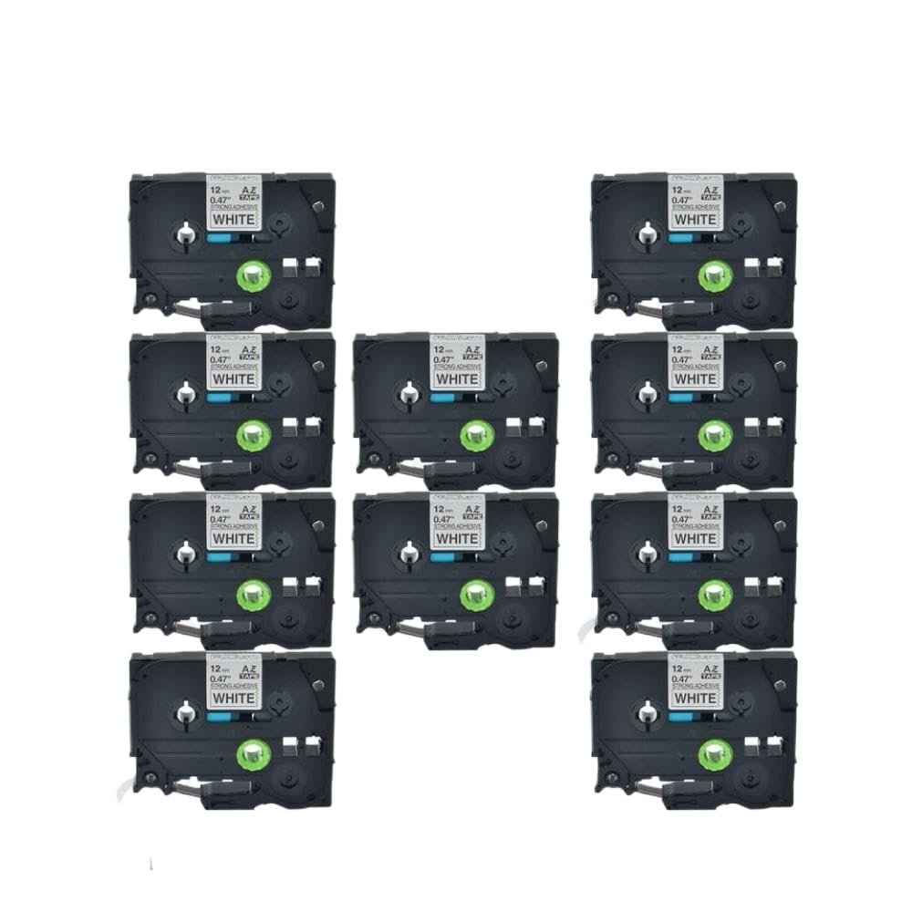 10 Pack Black On White Label Tape 12mm 8m Fits Label Makers Compatible TZS231
