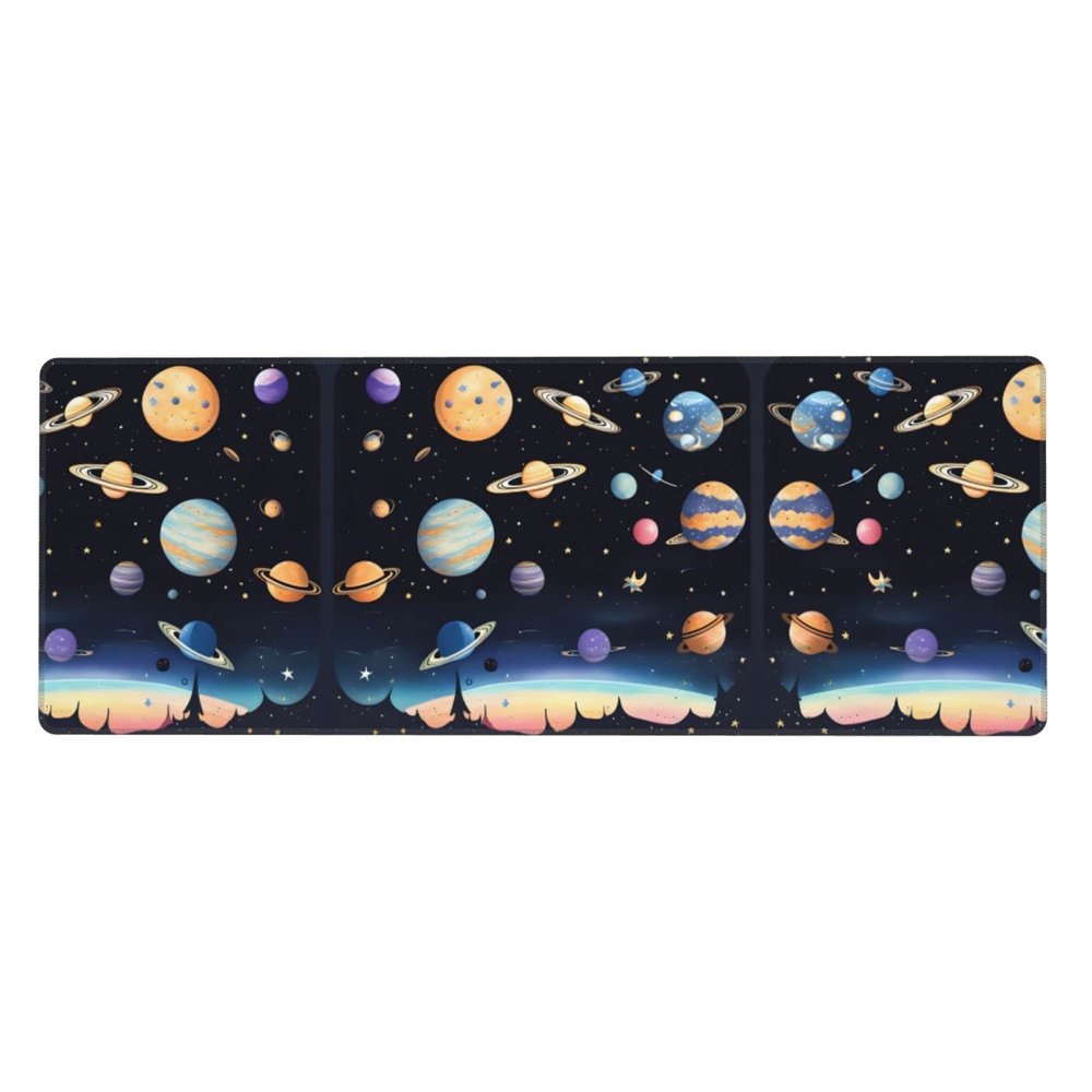 Saturn Jupiter Earth Prints Extra Large Mouse Pad 12x31.5in for Office, Gaming, and Learning - Durable, Comfortable, and Environmentally Friendly