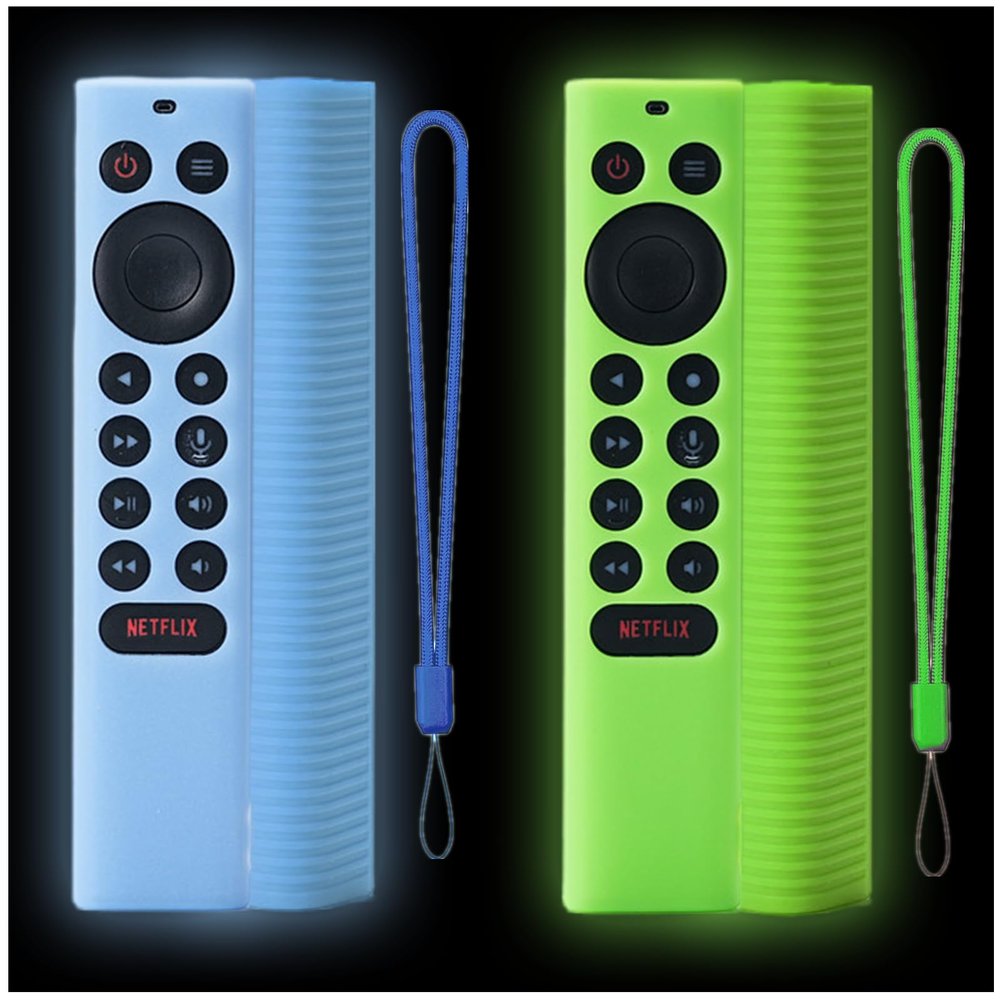 2Pack Gavyqier Silicone Protective Cover fits NVIDIA Shield TV Pro/4K HDR Remote Controller Series Anti-Slip Shockproof Glow in The Dark Glow Green&Glow Blue