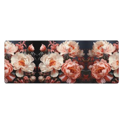 Bright White Peonies Prints Extra Large Mouse Pad 12x31.5in for Office, Gaming, and Learning - Durable, Comfortable, and Environmentally Friendly