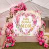 Happy Birthday Mom Backdrop Pink Flower Heart Glitter Mother's Day Decor Photography Background Mom's Birthday Backdrop for Women Party Decorations Banner Photo Props (8x6FT) view 4