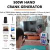 Generator hand crank charger, 500W emergency power supply USB charger mobile phone car charging survivalTV,refrigerator, standing fan, electric drill view 3