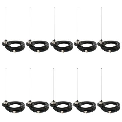 10Pack VHF 155-174MHz Antenna with NMO Mini Magnetic Mount RG58 Cable Compatible with Mobile Radio (155-174MHz)