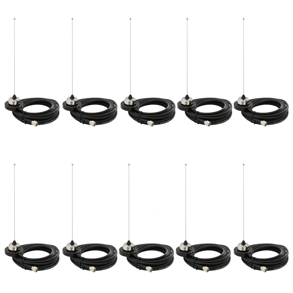 10Pack VHF 155-174MHz Antenna with NMO Mini Magnetic Mount RG58 Cable Compatible with Mobile Radio (155-174MHz)