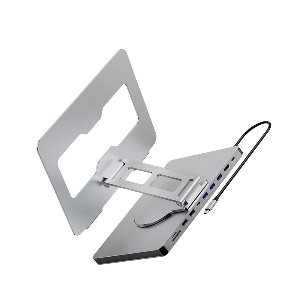 10 Port Laptop Dock Holder with 4K60hz Output USB3.0x3 and PD100W Charging 360 Degree Rotation Holder